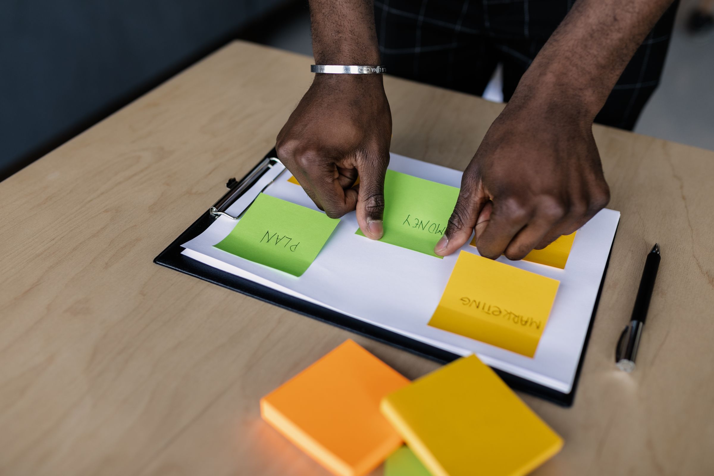Planung eines digitalen Prozesses mit Notizen